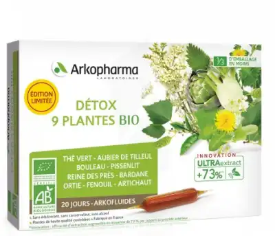 Arkofluide Bio Ultraextract Solution Buvable Détox 9 Plantes 20 Ampoules/10ml à ROMORANTIN-LANTHENAY