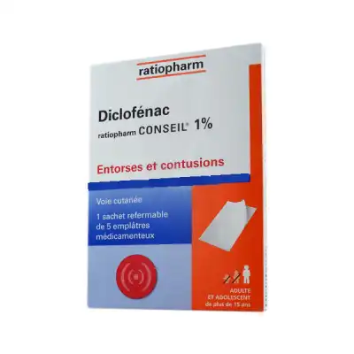 Diclofenac Ratiopharm Conseil 1 %, Emplâtre Médicamenteux à TOURS
