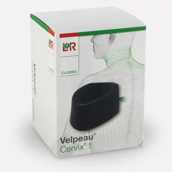 Velpeau Classic Cervix 1 Collier Cervical Souple Noir/vert Taille 3 Hauteur 9cm
