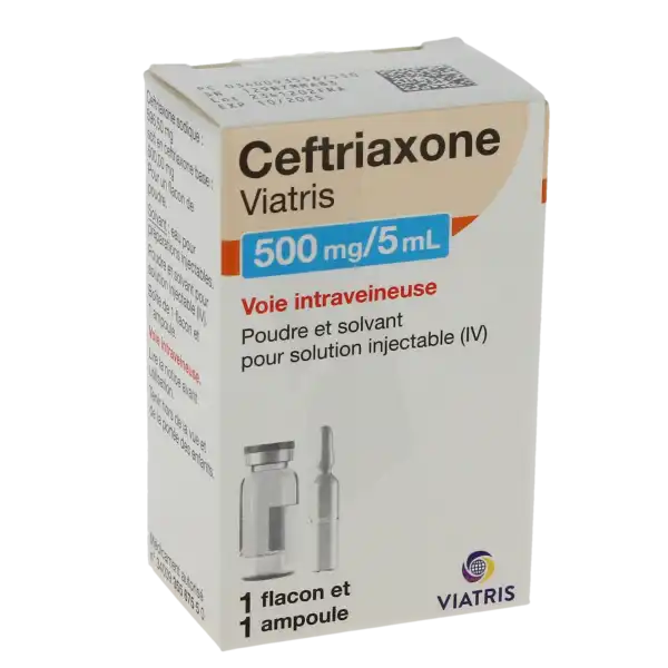 Ceftriaxone Viatris 500 Mg/5 Ml, Poudre Et Solvant Pour Solution Injectable (iv)