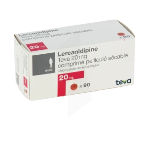 Lercanidipine Teva 20 Mg, Comprimé Pelliculé Sécable