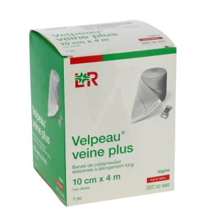 Velpeau Veine Plus Bande De Compression à Allongement Long Sans Latex étalonnée 4mx10cm