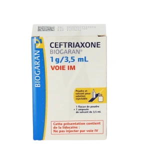 Ceftriaxone Biogaran 1 G/3,5 Ml, Poudre Et Solvant Pour Solution Injectable (im)