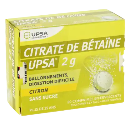 Citrate De Betaine Citron Upsa 2g Sans Sucre, Comprimé Effervescent édulcoré à La Saccharine Sodique à Abbeville