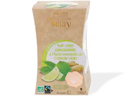 Pagès Thé Vert Gingembre à L'huile Essentielle De Citron Vert Thé Vert Bio Boîte De 20 Sachets à Vierzon