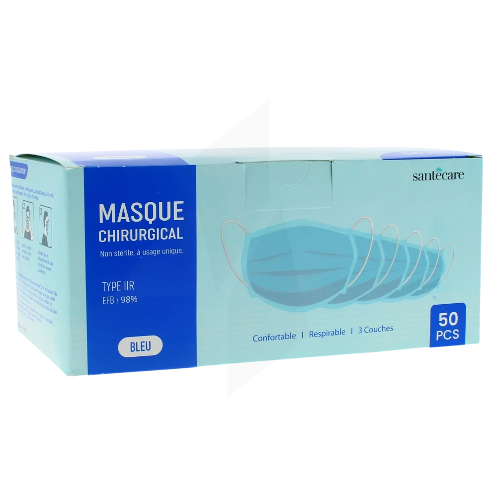 Masque Chirurgical Jetable Pour Adultes 50 Pièces