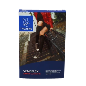 Thuasne Venoflex Simply 2 Chaussette Coton Fin Femme Noir T1n
