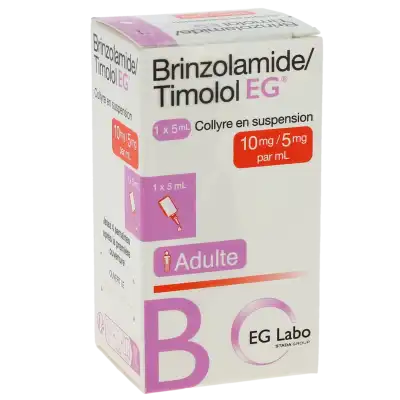 BRINZOLAMIDE/TIMOLOL EG 10 mg/5 mg par mL, collyre en suspension