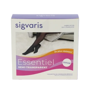 Sigvaris Essentiel Semi-transparent Chaussettes  Femme Classe 2 Noir Large Normal
