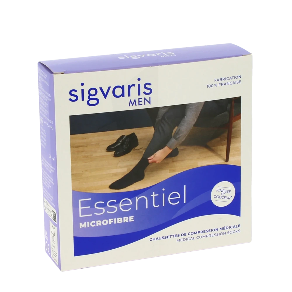 Sigvaris Essentiel Microfibre Chaussettes  Homme Classe 2 Noir X Large Normal