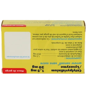 Cetylpyridinium/lysozyme Arrow Conseil 1,5 Mg/20 Mg Sans Sucre, Comprimé à Sucer édulcoré Au Sorbitol Et à La Saccharine