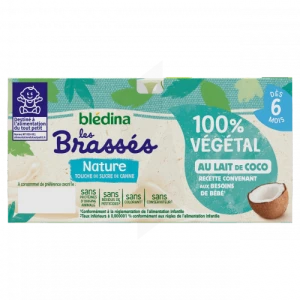 Blédina Brassés 100% Végétal Lait De Coco Et Sucre De Canne Nature 4 Pots/95g
