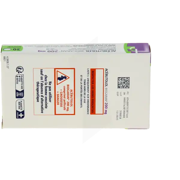 Acebutolol Biogaran 200 Mg, Comprimé Pelliculé