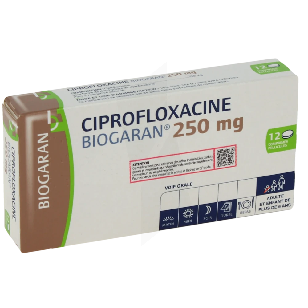 Ciprofloxacine Biogaran 250 Mg, Comprimé Pelliculé