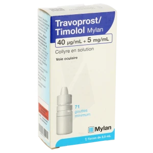 Travoprost/timolol Viatris 40 Microgrammes/ml + 5 Mg/ml, Collyre En Solution