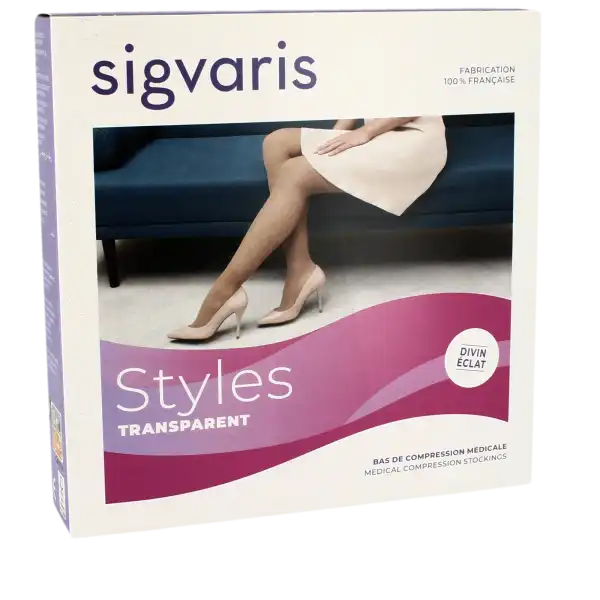 Sigvaris Styles Transparent Collant  Femme Classe 2 Beige 140 Medium Normal