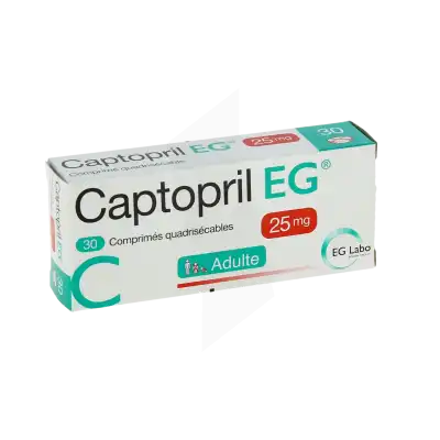 CAPTOPRIL EG 25 mg, comprimé quadrisécable