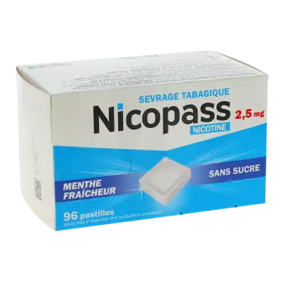 Nicopass Menthe Fraicheur 2,5 Mg Sans Sucre, Pastille édulcorée à L'aspartam Et à L'acésulfame Potassique à BOURBON-LANCY