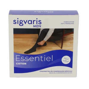 Sigvaris Essentiel Coton Chaussettes  Homme Classe 3 Noir Medium Long