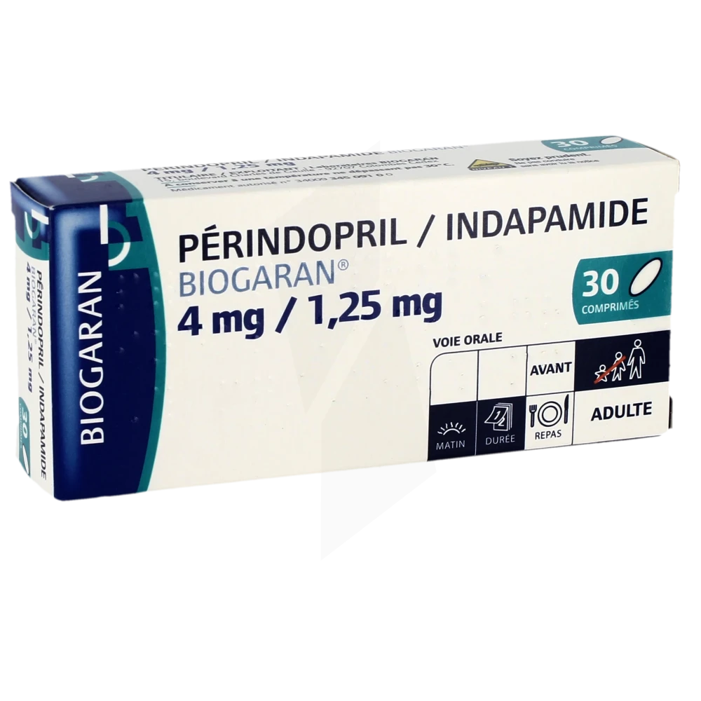 Perindopril/indapamide Biogaran 4 Mg/1,25 Mg, Comprimé