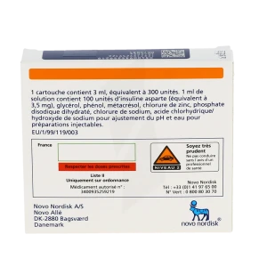 Novorapid Penfill 100 Unités/ml, Solution Injectable En Cartouche