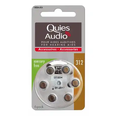 Quies Audio Pile Auditive Modèle 312 Plq/6