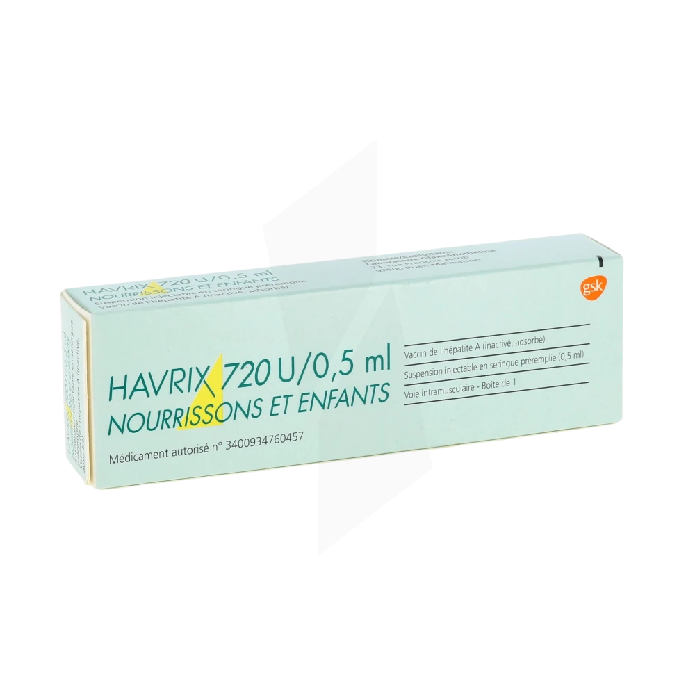 Havrix Nourrissons Et Enfants 720 U/0,5 Ml, Suspension Injectable En Seringue Préremplie. Vaccin De L'hépatite A (inactivé, Adsorbé)