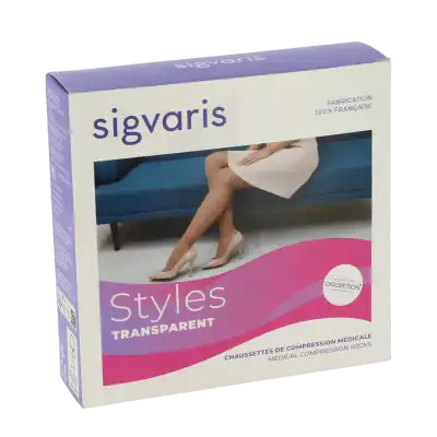 SIGVARIS STYLES TRANSPARENT CHAUSSETTES  FEMME CLASSE 2 BEIGE 120 LARGE NORMAL