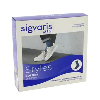 SIGVARIS STYLES COLORS CHAUSSETTES  HOMME CLASSE 2 NOIR SMALL NORMAL