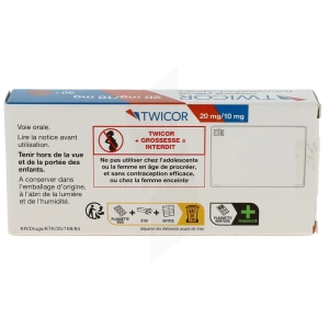 Twicor 20 Mg/10 Mg, Comprimé Pelliculé