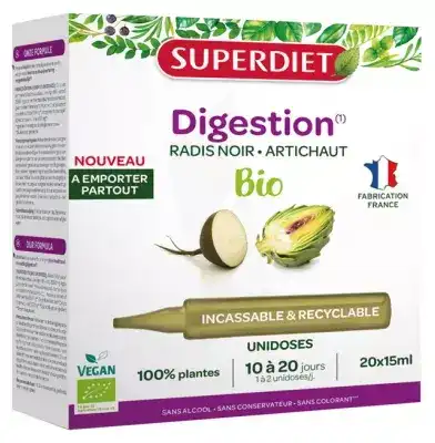 Superdiet Radis Noir Artichaut Bio Solution Buvable 20 Unidoses/15ml