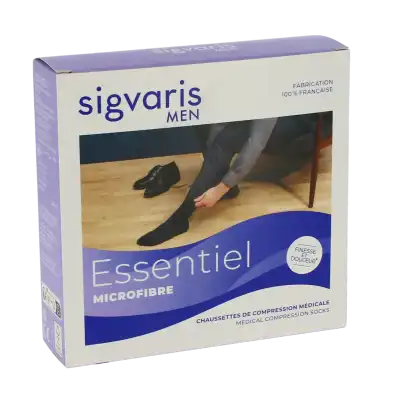 Sigvaris Essentiel Microfibre Chaussettes  Homme Classe 2 Gris Clair Large Normal à Le Passage Agen