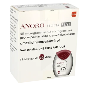 Anoro Ellipta 55 Microgrammes/22 Microgrammes, Poudre Pour Inhalation En Récipient Unidose