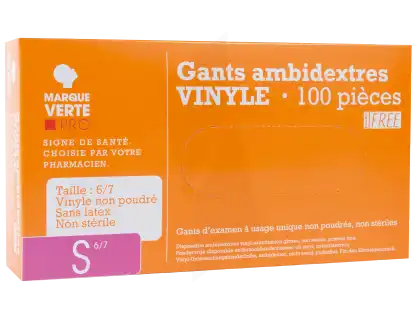 Marque Verte Gant Vinyle Non Poudré Taille L