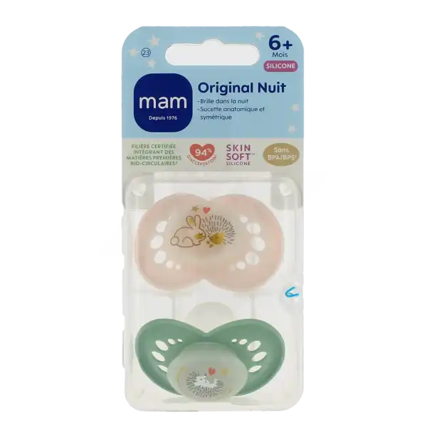 Mam Original Sucette Nuit Silicone 6mois+ B/2
