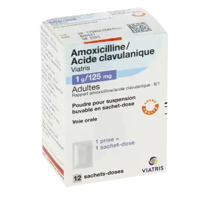 Amoxicilline/acide Clavulanique Viatris 1 G/125 Mg Adultes, Poudre Pour Suspension Buvable En Sachet-dose (rapport Amoxicilline/acide Clavulanique : 8/1) à LIVRON-SUR-DROME