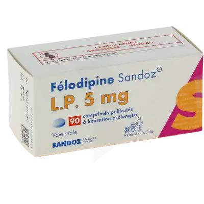 Felodipine Sandoz L.p. 5 Mg, Comprimé Pelliculé à Libération Prolongée à Dreux