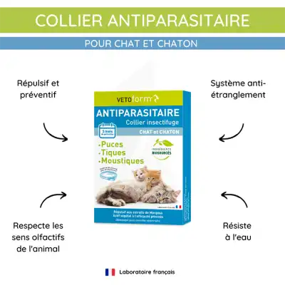 Vetoform Collier Antiparasitaire Preventif Pour Chat Et Chaton
