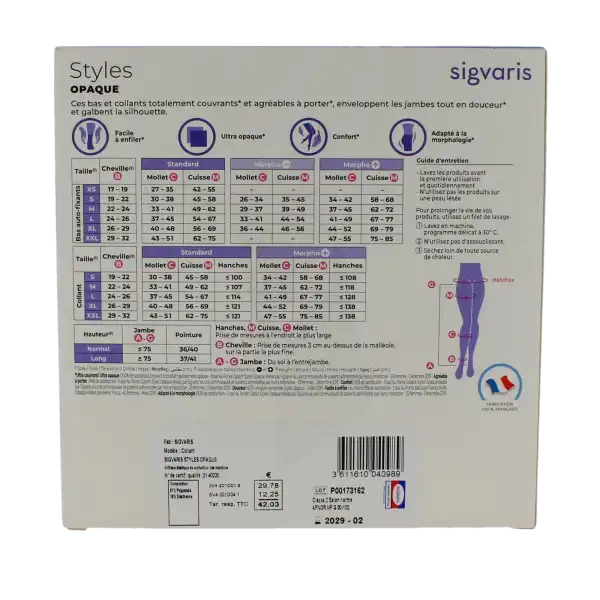 Sigvaris Styles Opalis Opaque Collant Classe 2 Femme Noir Normal S