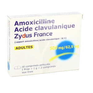 Amoxicilline/acide Clavulanique Zydus France 500 Mg/62,5 Mg Adultes, Comprimé Pelliculé (rapport Amoxicilline/acide Clavulanique: 8/1)