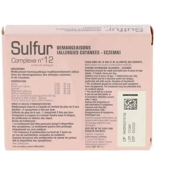 Sulfur Complexe N°12, Comprimé Sublingual