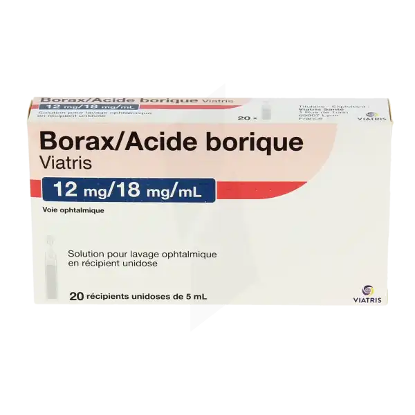 Borax/acide Borique Viatris 12 Mg/18 Mg/ml, Solution Pour Lavage Ophtalmique En Récipient Unidose