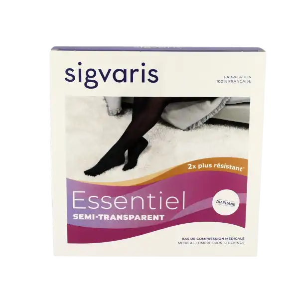 Sigvaris Essentiel Semi-transparent Bas Auto-fixants  Femme Classe 2 Chocolat Small Normal