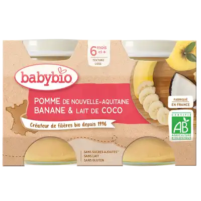 Babybio Pomme De Nouvelle-aquitaine Banane & Lait De Coco 2pots/130g à Wittenheim