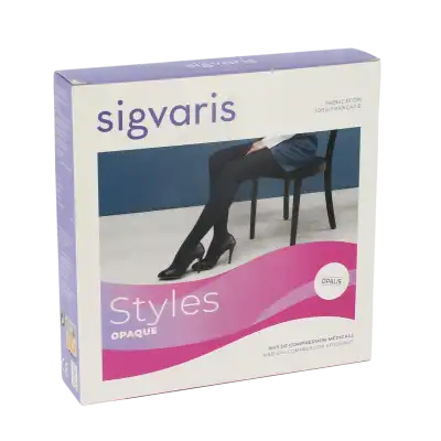 SIGVARIS STYLES OPAQUE BAS AUTO-FIXANTS  FEMME CLASSE 2 NOIR SMALL NORMAL