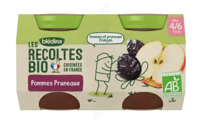 Blédina Les Récoltes Bio Pommes Pruneaux 2 Pots/130g