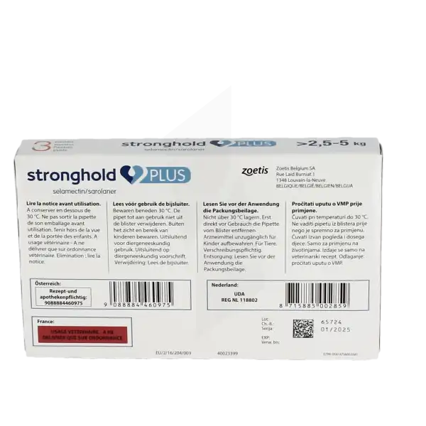 Stronghold Plus S Ext Spot-on Chat 2,5-5kg 3pipettes/0,5ml