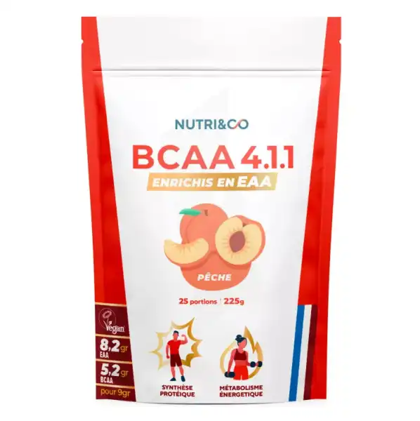 Nutri&co Bcaa 4.1.1 Pêche Poudre Sachet/225g