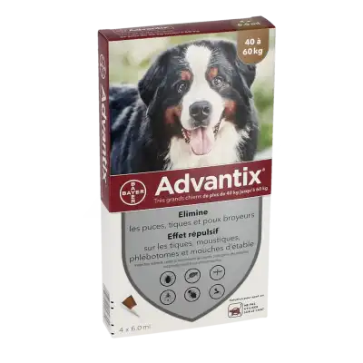 Advantix Solution externe très grand chien 40-60kg 4 Pipettes/2,5ml