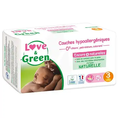Love & Green Couches Hypoallergéniques T3 (4-9kg) Paquet/52 à SAINT-MARTIN-DU-VAR
